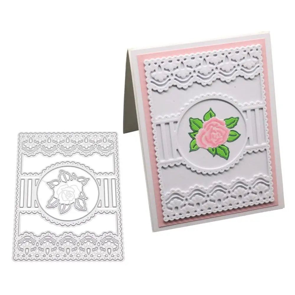 

Rectangle Lace Frame Scrapbooking Cutting Dies Metal Stencil And Stamps For DIY Embossing Card Making Flower Cut Die New 2019