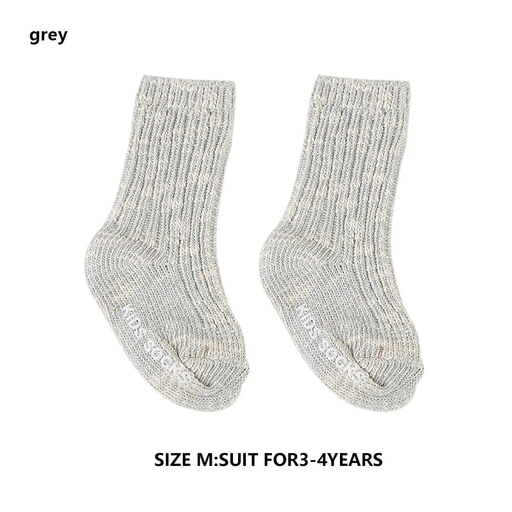1 пара детских Противоскользящих носков, мягкие хлопковые носки для новорожденных, теплые носки-тапочки на зиму и весну для мальчиков и девочек 0-4 лет - Цвет: 1-M  G(3-4year)