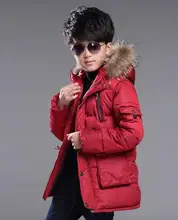 

Children boy Warm Thick Jackets 2018 Autumn Winter With Fur Hat Kids Parkas 90% Cotton Filling boy Outdoor Coats Kids Clothes