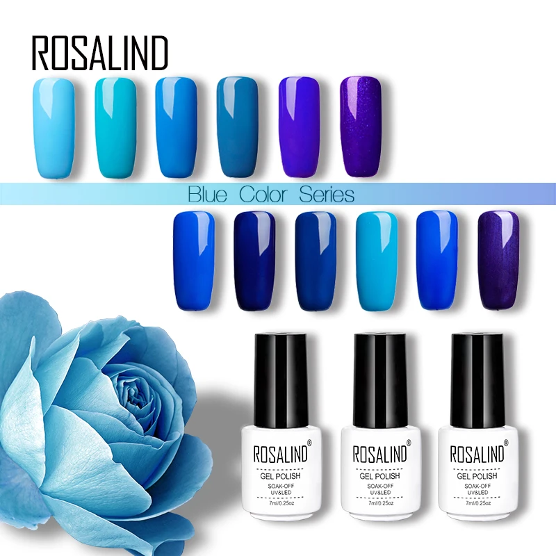 

ROSALIND Gel 1S 7ml Nail Gel Polish UV&LED Lamp Magic Blue Color White Bottle Soak-off Gel Varnish Almost Flavorless Manicure