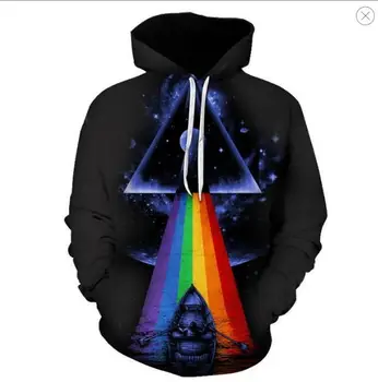 

2019 new digital print reflects rainbow autumn pullovers for men and women with long sleeves and thin casual hoodies