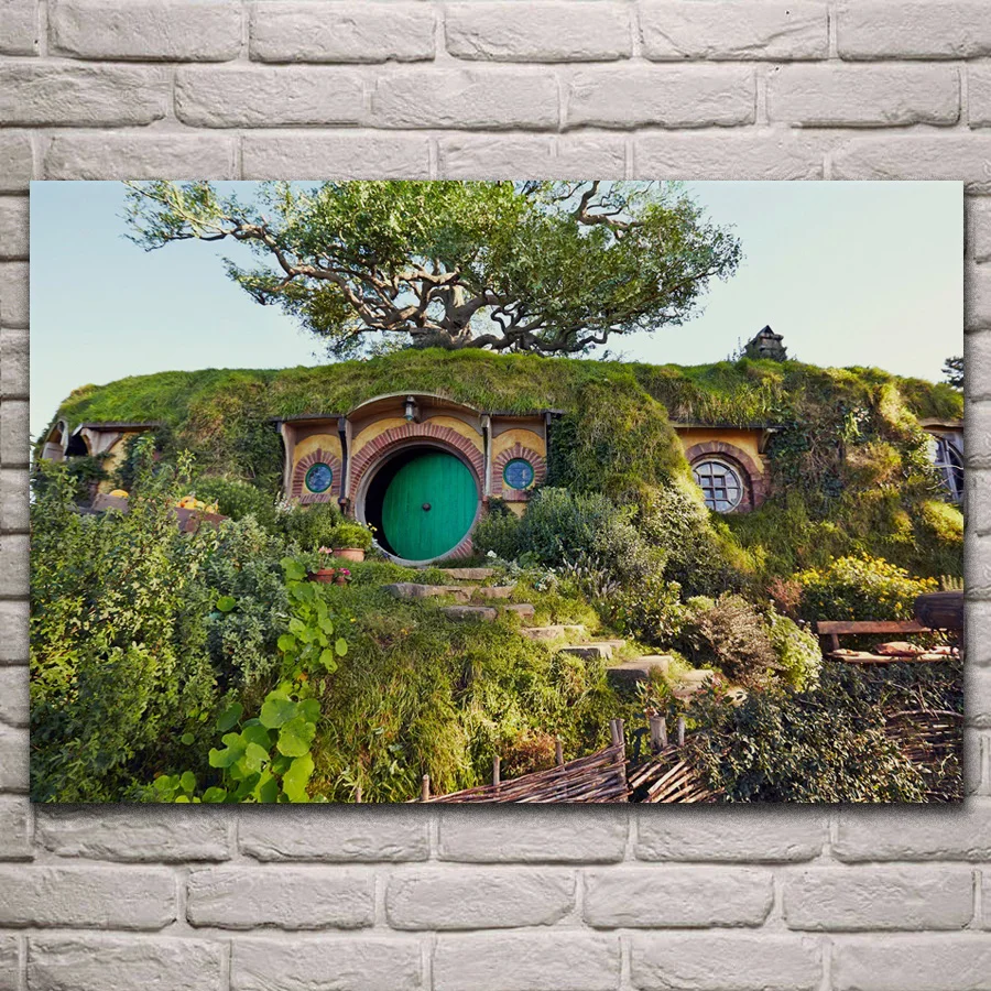 

on the steeper burrow hobbiton breadth hobbit home living room decoration home art decor wood frame fabric poster KH826