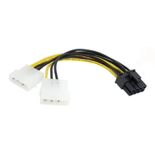 6 inch 2 x Molex 4 pin to 8-Pin PCI Express Video Card Pci-e ATX PSU Power Converter Cable - Molex to Pcie 8 pin Adapter 20cm 8 pin to 8 pin 8pin to 6 2 8pin extention power cable adapter cable 18awg pci e for video card wholesale drop ship p25