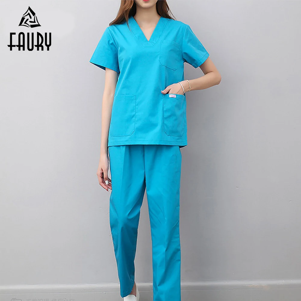 Women Men Doctor Nurse Medical Uniforms Hospital Pharmacy Scrubs