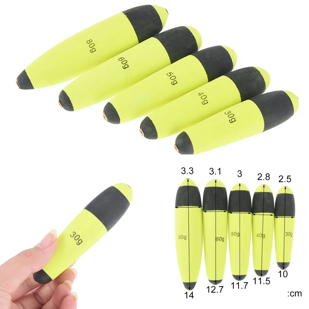 

2019 New 5pc Buoyancy EVA Inline Bobber Float Saltwater Fishing Floats Catfish Pike Live Bait Float