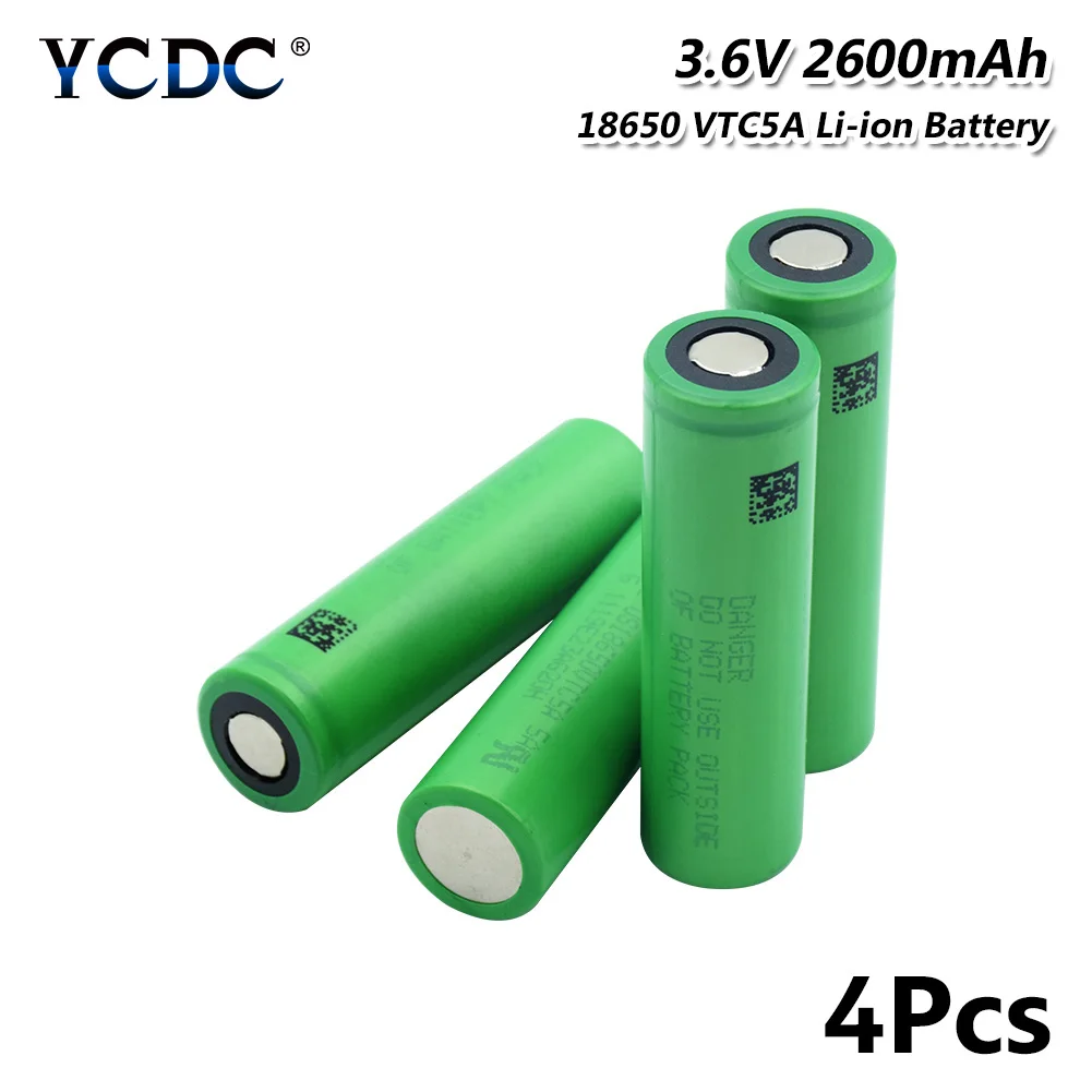 

1/2/4/6/8/10x High Drain US18650VTC5A 2600mAh VTC5A 18650 Battery Replacement Charging Protected Mini Fan Power Bank Battery