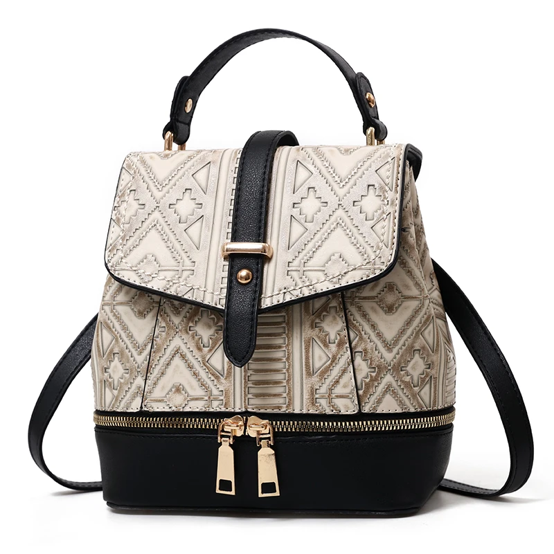 

Backpack female 2019 new wave wild mini backpack fashion bucket multi-purpose embossed graffiti retro