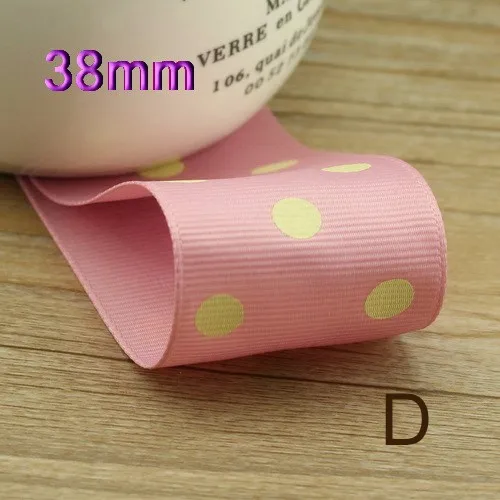 High quality 38mm Rib ribbon Single Face Dots satin ribbon DIY hair accessories Children package gift 5Mlot_13