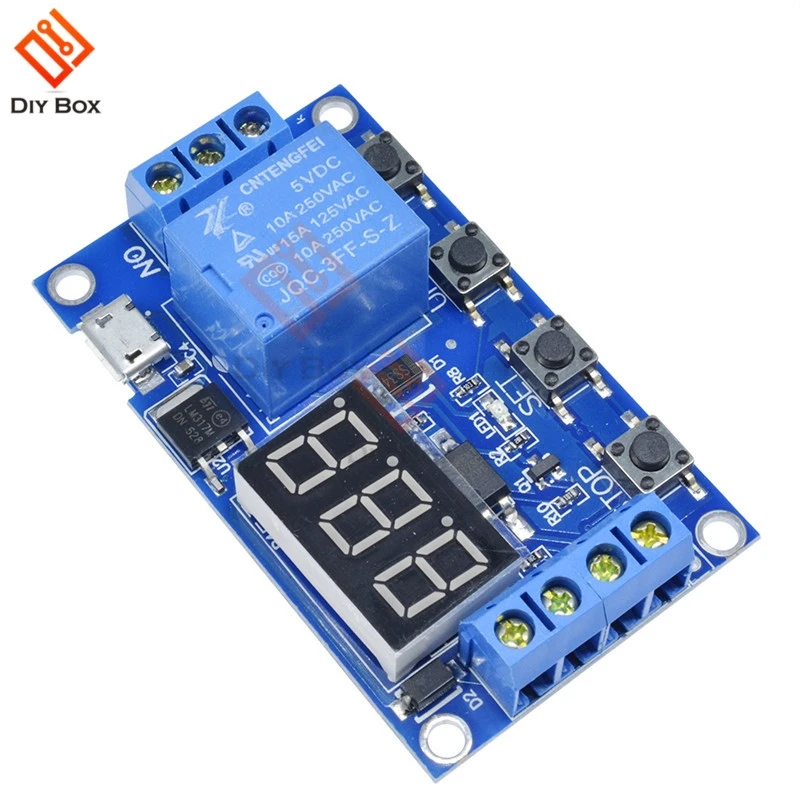 

WS16 DC 6-30V Support Micro USB 5V LED Display Automation Cycle Delay Timer Control Off Switch Delay Time Relay 6V 9V 12V 24V