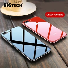 BiGTECH For iPhone 6s 7 8 Plus Case Glass logo Gradient Color Cover for iPhone XR X XS Max Case Soft Silicone Bumper Coque Capa