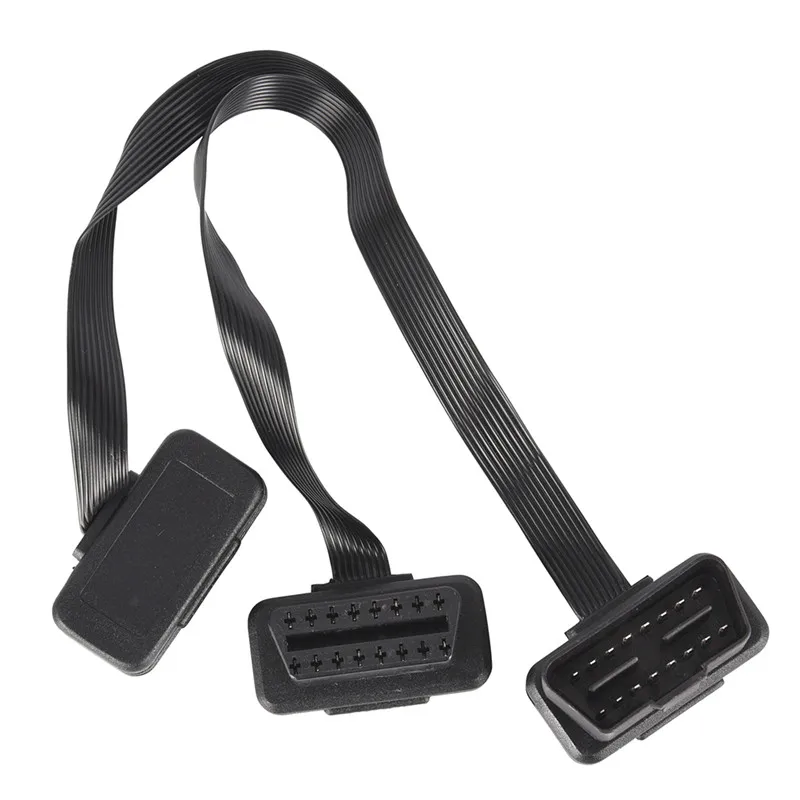 1 шт. 30 см Длина плоский 16Pin ELM327 OBDII Мужской Двойной Женский Y сплиттер локоть