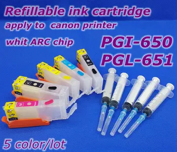 

5 color PGI-650 CLI-651 Refillable ink cartridge for printer IP7260 MG6360 MG5460 MX726 MX926