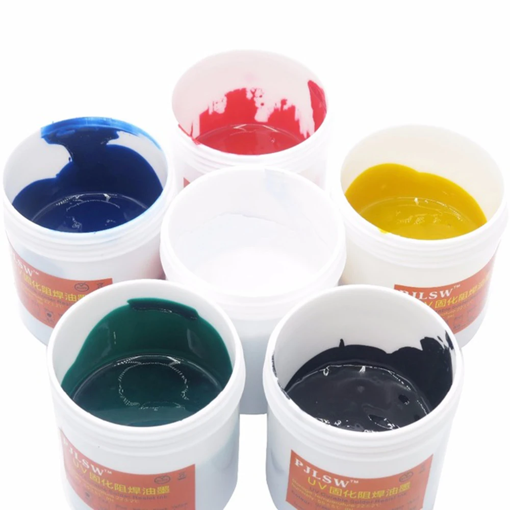 

6pcs/lot PCB UV photosensitive inks, Green,White,Bule,Red,Black,yellow,which PCB UV curable solder resist ink,solder mask UV in
