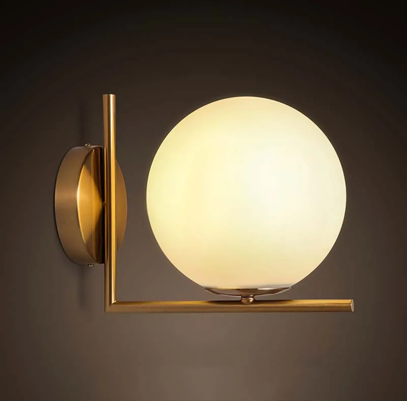 

Nordic Modern Brief Fashion Loft Lustre Round Glass Led Wall Sconce Lamp Bathroom Mirror Restaurant Home Decor Lighting Fixture