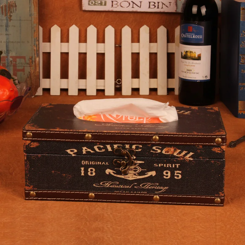 

European wooden tissue box 1982 home table decoration vintage square paper napkins Tissue box holders & automatic paper towel