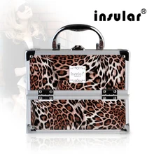 New Style Shipping Free Women Cosmetic Case PU Leather Aluminum Makeup Cases Makeup Box Makeup Bag