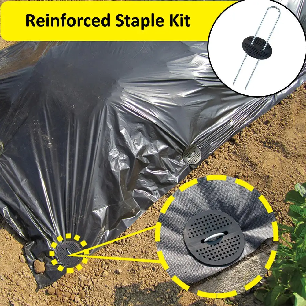 Garden Staples Plastic Landscape Lawn U Shaped Pin with Plastic Gasket for Anchoring Landscaping Ground Covering Weed Barrier