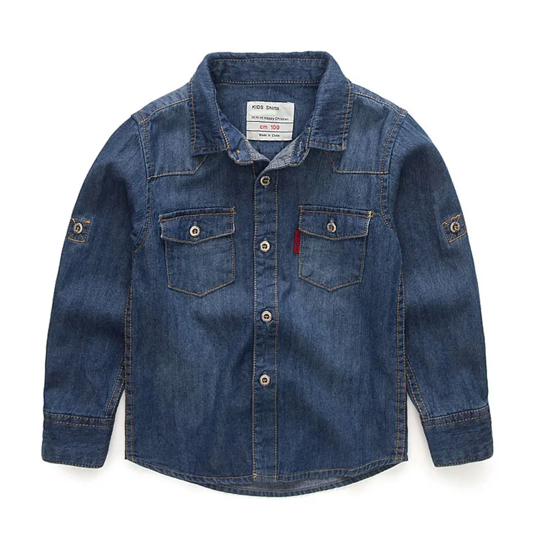 2018 Boys Shirts Denim Shirts For Kids Boys Spring Long Sleeve Turn