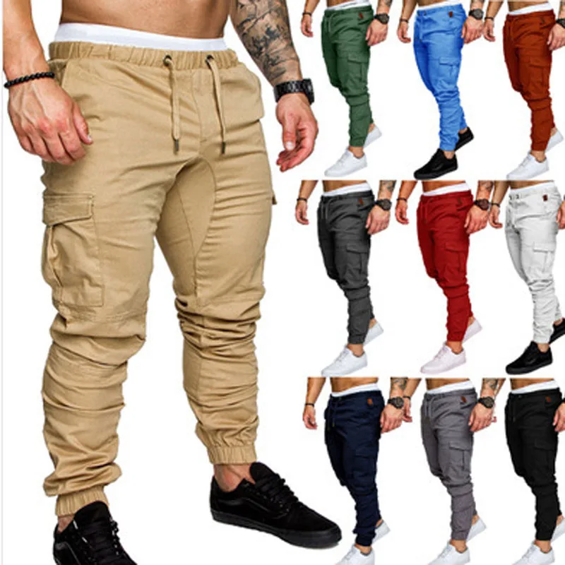 

GupaTodo Spring Men Pants Hip Hop Harem Joggers Pants 2019 New Male Trousers Mens Joggers Solid Multi-pocket Pants Sweatpants