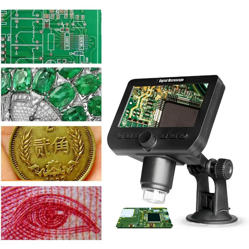 

1000X 2MP Wireless WiFi Microscope 4.3 HD Screen 8 LED 1080p Camera Magnifier w Suction Cup Base for iOS Android Windows Mac OS