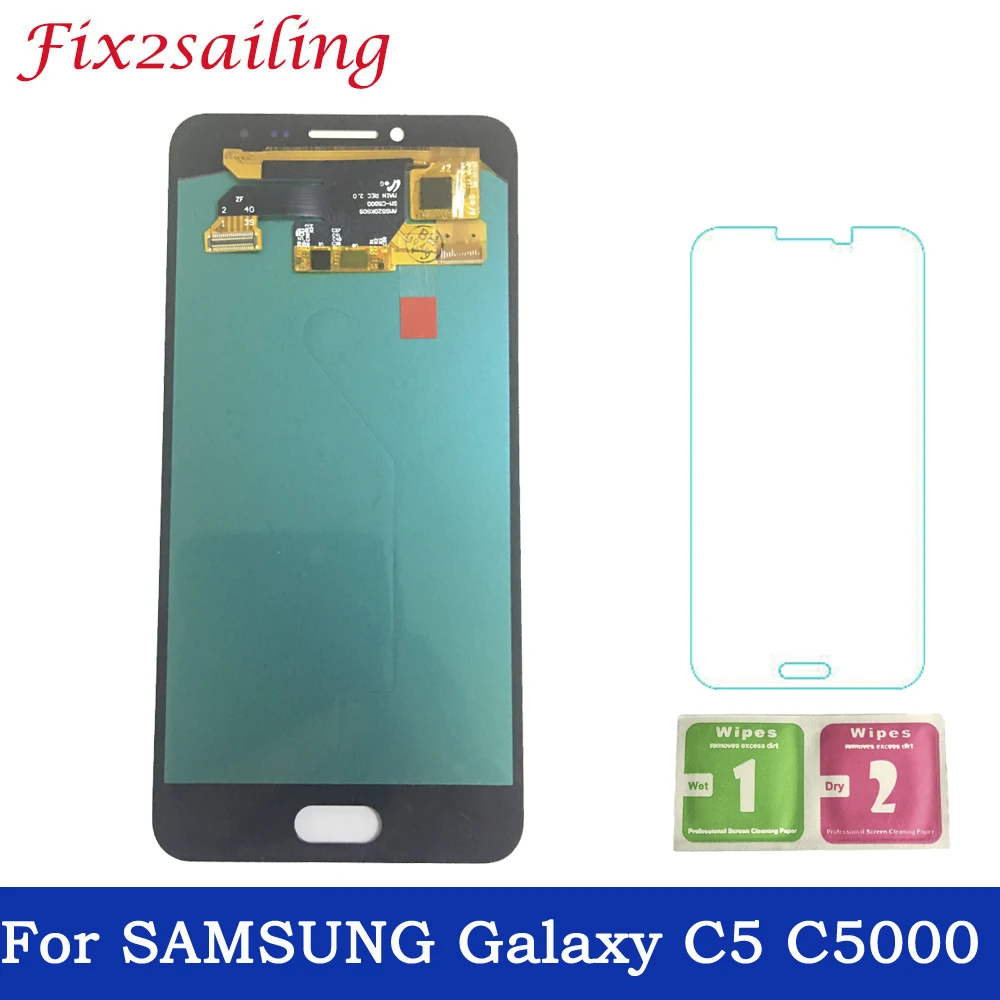 

Super Amoled LCDS For Samsung Galaxy For C5 C5000 LCD Display Touch Screen Assembly phone replacement parts C5 Free Shipping