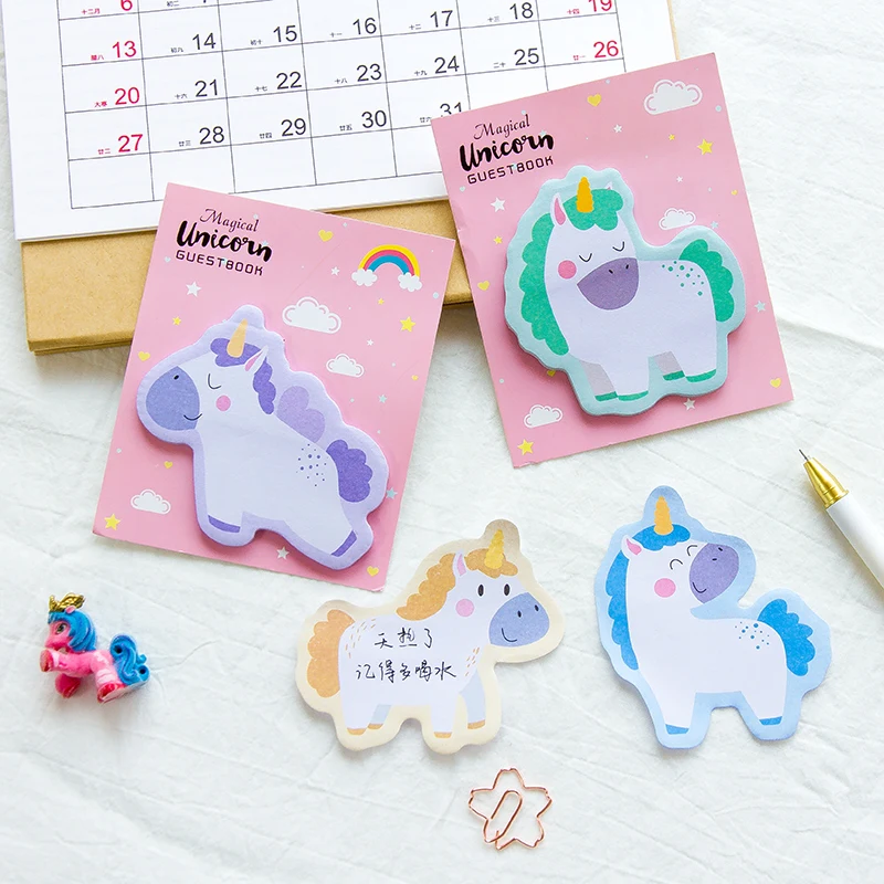 Милый мультяшный розовый поросенок Единорог блокнот Липкие заметки Kawaii