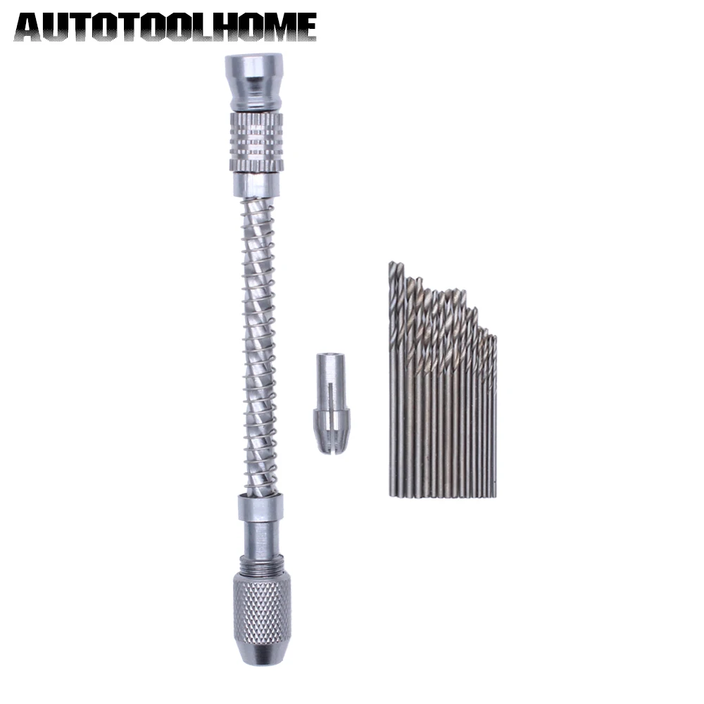 Download 16pc Hss Mini Micro Twist Drill Bits Set 0.8mm 1.5mm Semi Automatic Mini Pin Vise Hobby Craft ...