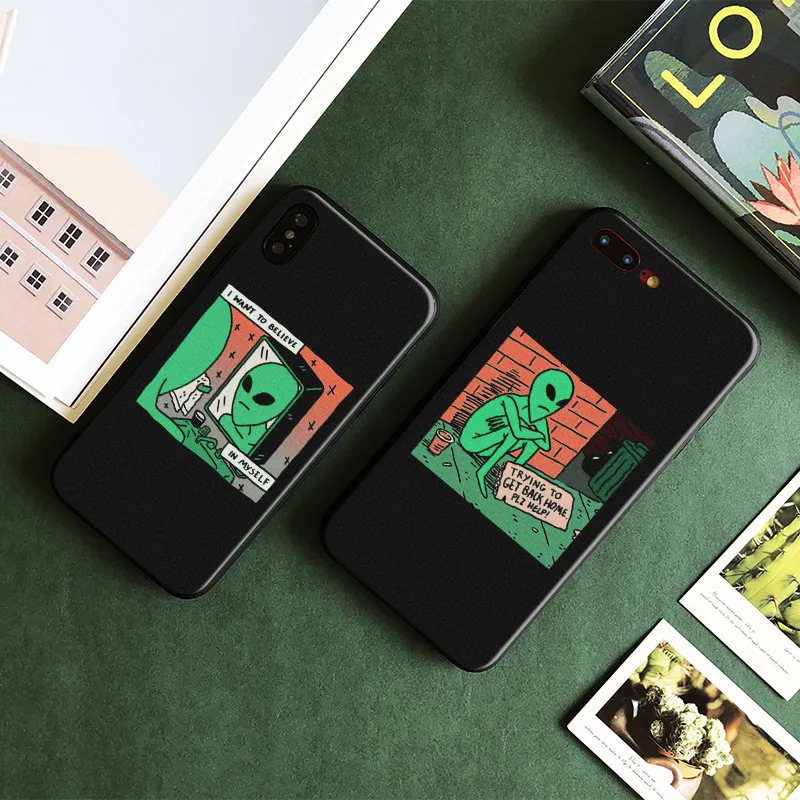 

Aesthetics Cute Cartoon alien space Soft Silicone Phone Case Cover Shell For Apple iPhone 5 5s Se 6 6s 7 8 Plus X XR XS MAX