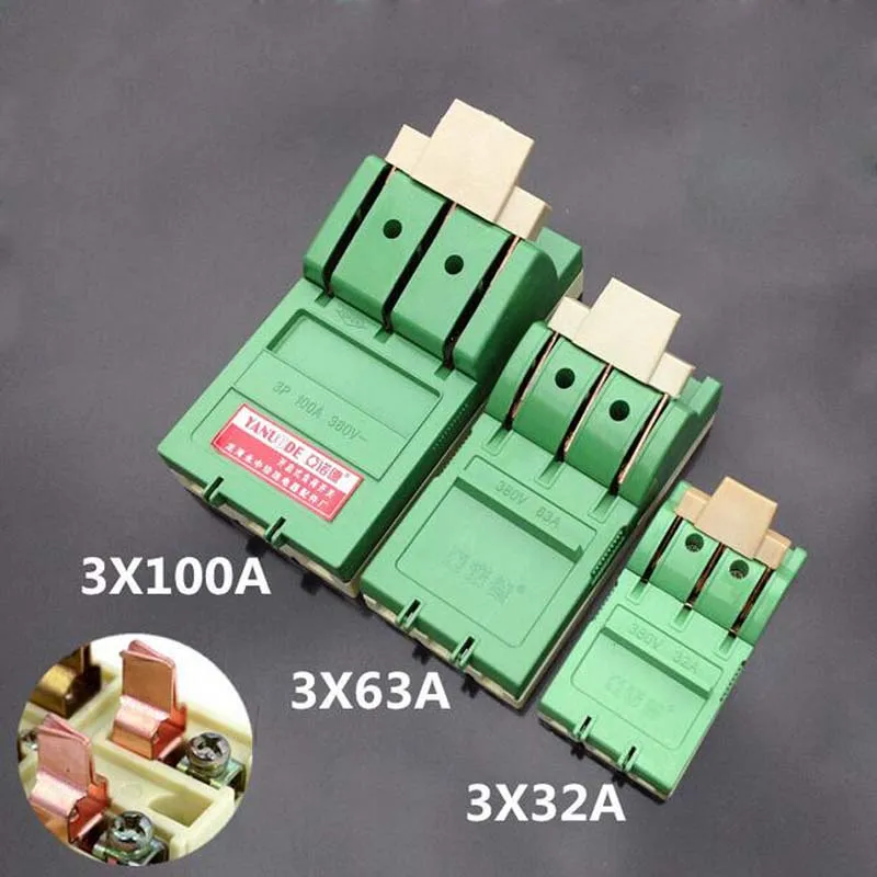 

2pcs Three Single-phase High -power Switch Copper Knife Switch Open Load 3*32A 3*63A 3*100A 380V