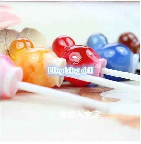 

30pcs/lot mixed colour cute resin simulation cartoon mouse Lollipops Lollipop kawaii sweet Cabochons diy Decoden