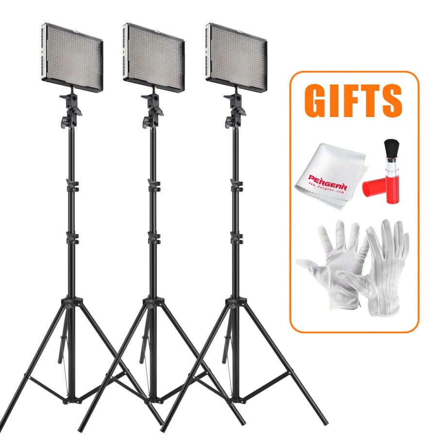 Aputure Amaran AL-528W + AL-528S + AL-528C LED Video Studio Light KIt +  2M (6.5ft) Mini Studio Light Stand w/25mm Pipe Diameter