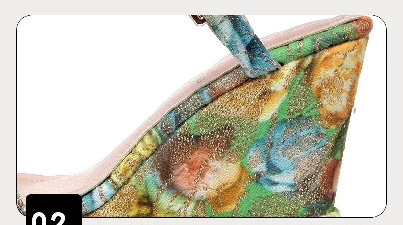 31_2016 Summer New Fashion Rhinestone High Heel Open Toe Sandals Casual Bohemian Wedge Elegant Shoes For Ladies High Quality