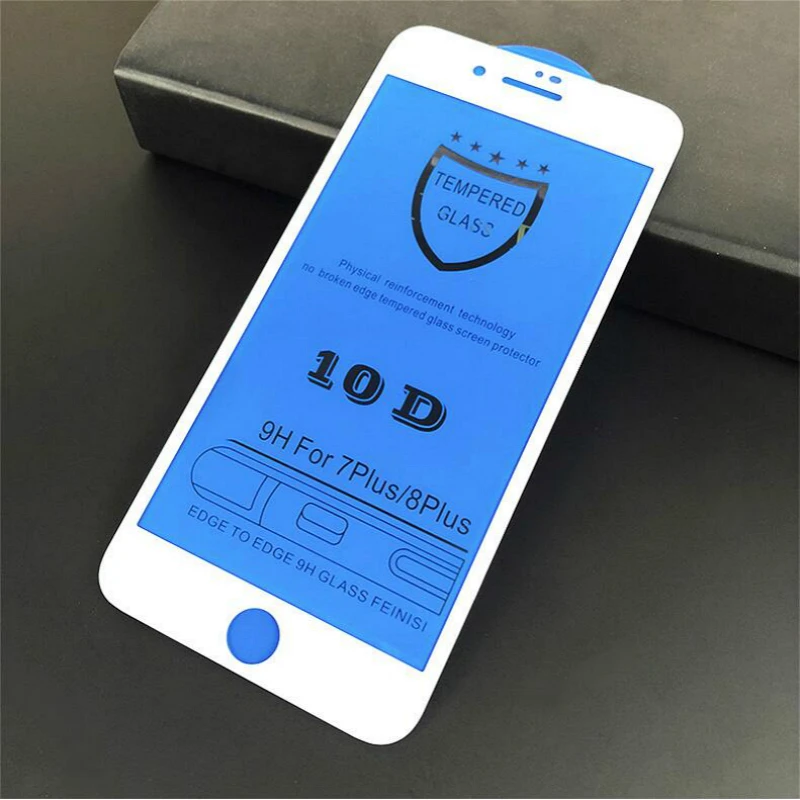 Закаленное стекло 10D для iPhone X XR XS Max 6 6s 7 8 Plus пленка защиты экрана 50 шт.|Защитные