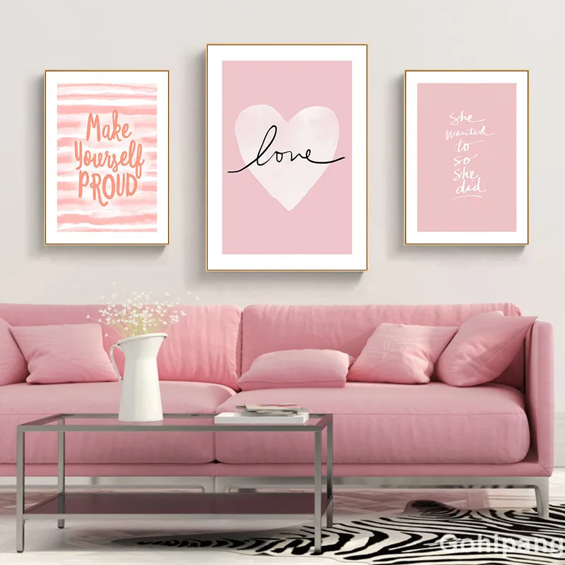 Inspirational Pink Quotes Posters and Prints Minimalistic Girl Bedroom Wall Art Nursery Canvas Painting Picture For Living Room