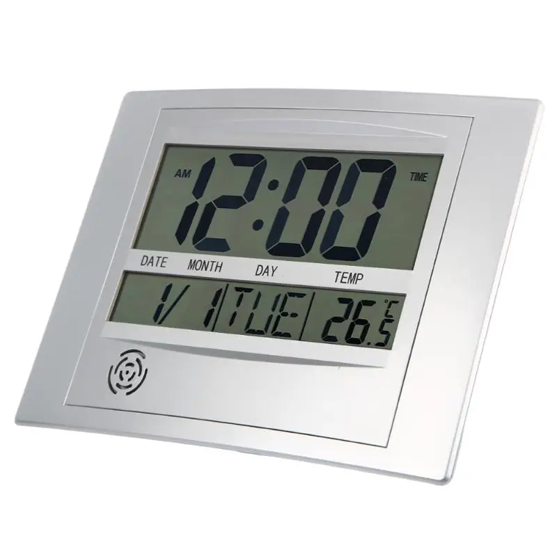 

HOT-Lcd Digital Wall Clock With Thermometer Electronic Temperature Meter Calendar Indoor Desk Digital Wall Clock Home Decor