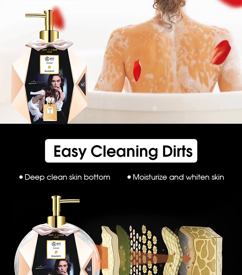 Conjunto de Banho de Perfume de Seda Corporal o Feromônio Cuidados com a Pele Gel de Banho e Loção Fragrância Perfume Duradouro Suave Clareamento 9 Beleza e saúde