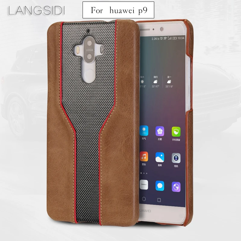 

mobile phone shell For Huawei P9 mobile phone case advanced custom cowhide and diamond texture Leather Case