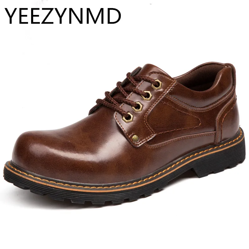 

Autumn Winter Men'S Casual Genuine Leather Shoes Young Tide Low-Cut Roud Toe Lace Up Black Brown Shoes For Men Large Size 6.5-11