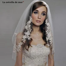 La estrella de mar свадебная фата кафедральный собор 2 слоя 70 см сумка расческа белая свадебная фата короткая дешевая Цветочная вуаль для девочек