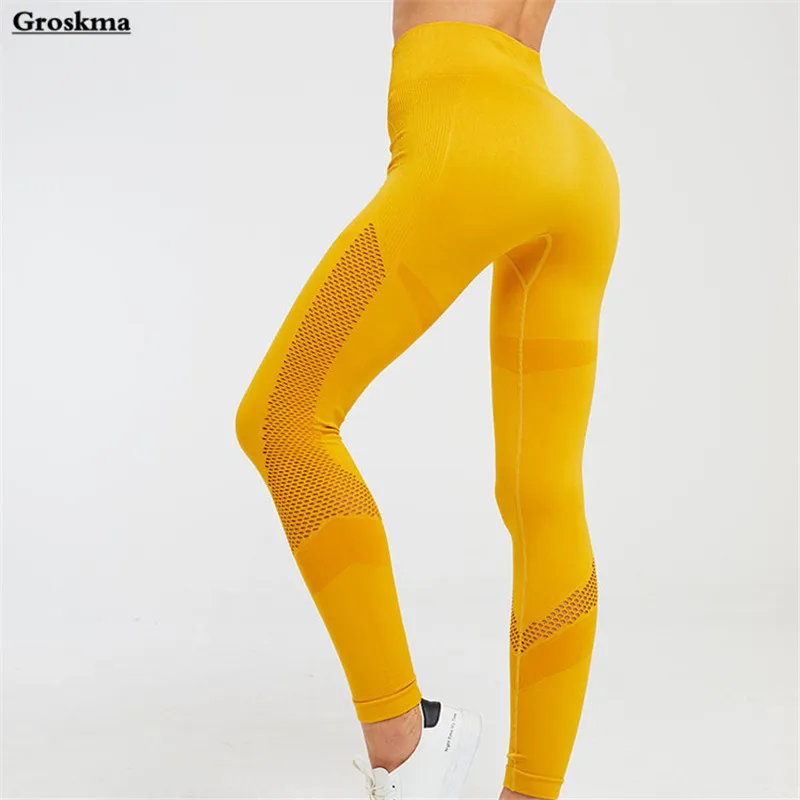 

Hollow out women yoga pants seamless leggings mesh high waist fitness gym outdoor sports running tights ropa deporte mujer