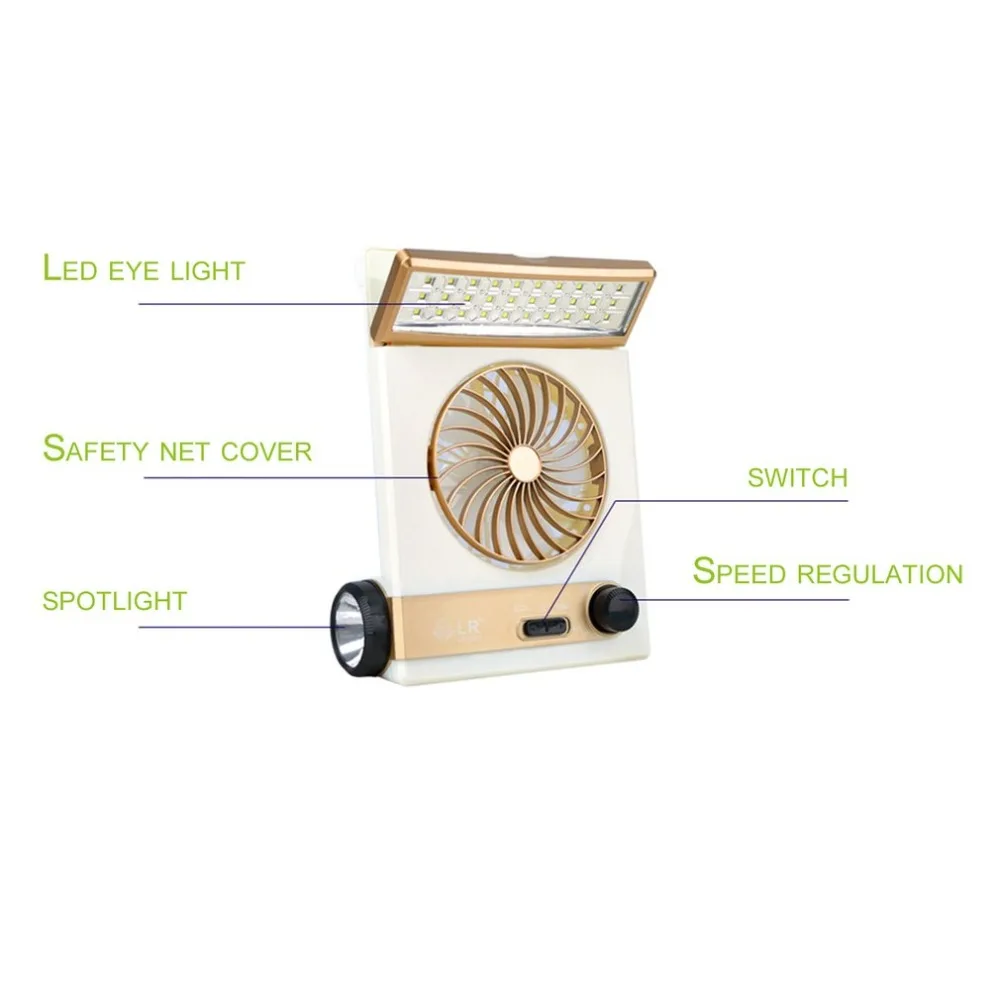 Ventiladores de refrigeración con ventilador de energía Solar de tamaño portátil con lámpara Led aire acondicionado para el hogar Oficina Exterior Camping verano ventilador