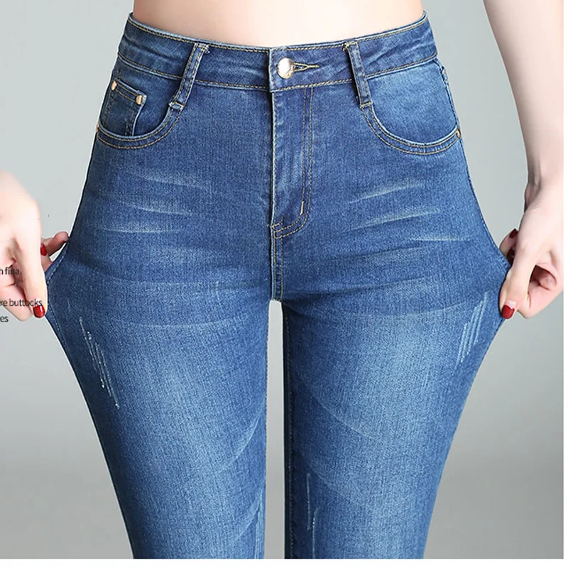 Flare Pants Jeans Women 2019 Spring Slim Wide Leg Ladies Denim Trousers Elastic High Waist Pantalon Jean Femme Woman Jeans