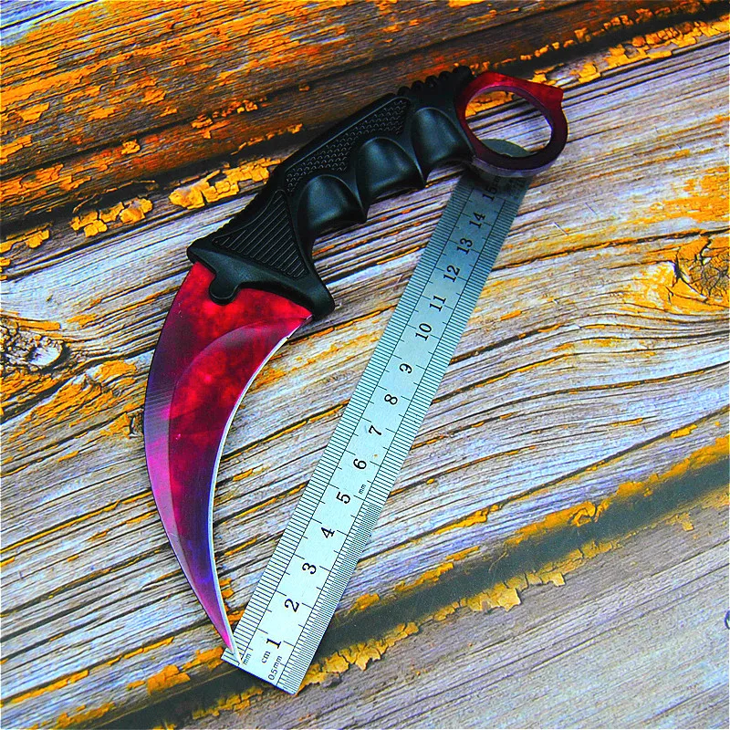 CS GO Рубиновый Красный дизайн, шикарный коготь, нож, 9,8 дюймов, Бабочка, тренировочный нож с ножнами и шейной веревкой, тактический коготь, нож