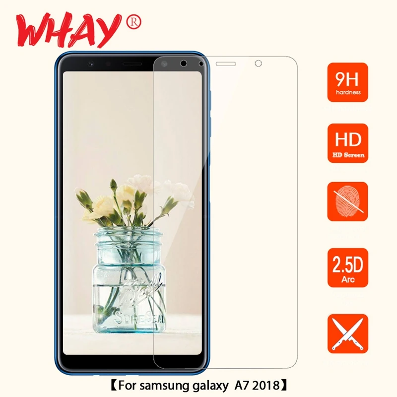 2.5D Закаленное стекло для Samsung A7 2018 покрытие закаленное чехол Защитная пленка