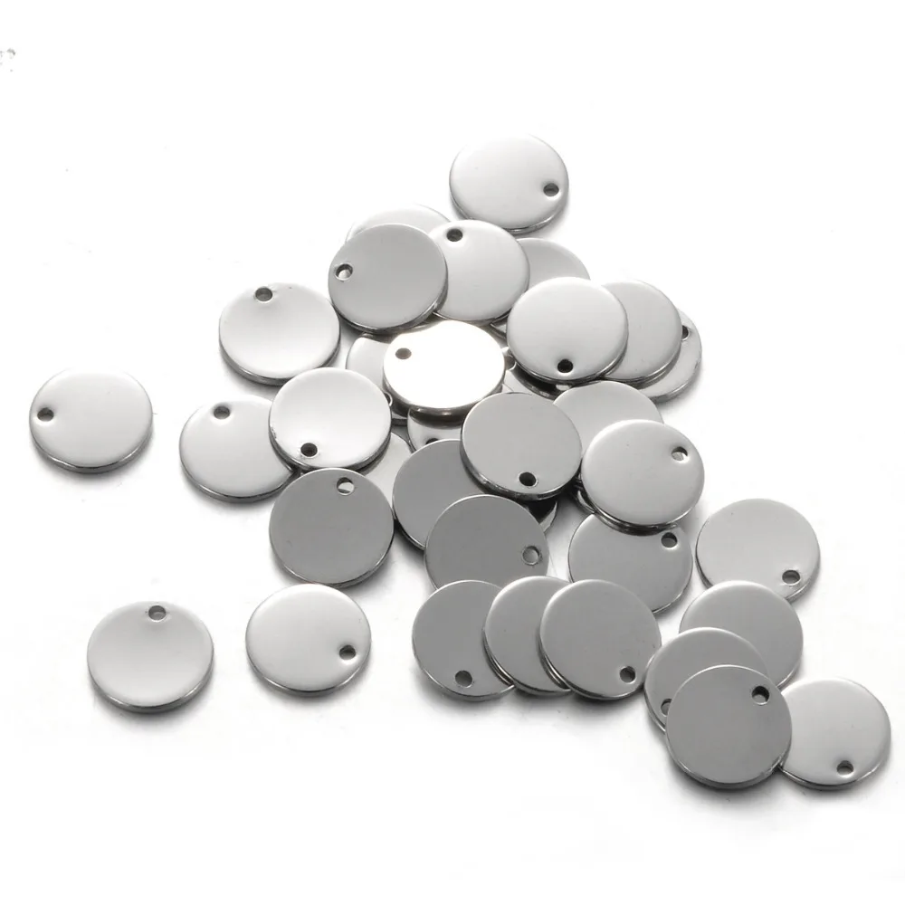 

LASPERAL 100PCs Stainless Steel Stamping Blanks Charms For Jewelry Making Charm DIY Accessories For Letter 10mm Round Dog Tags