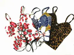 Cay Чонг Роза Leopard Dot Для женщин Бюстье Растениеводство Топ Клубная одежда Спагетти ремень камуфляж бюстье корсеты корсетные изделия bralatte