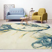 Павлин перо живопись гостиной ковер, украшение прикроватный коврик легкий уход, Ретро стиль большой размер офисный ковёр