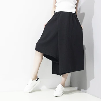 

2017 Summer and Spring New Fashion Women Pants Asymmetric Casual Loose Pants Solid Color Wide Leg Pants
