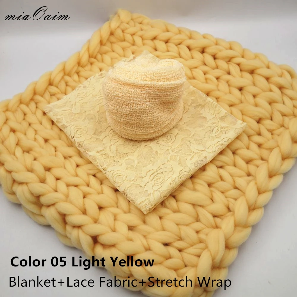 Jual Buatan Tangan Selimut + Lace + Knit Stretch Penuh Set untuk Bayi Baru Lahir Fotografi Alat Peraga Menerima Selimut Keranjang Mengisi