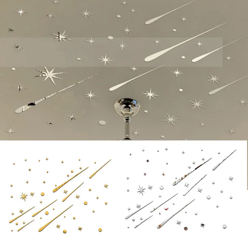 

Romantic 3D Meteor Stars Universe Shooting Shiny Star Wall Sticker Reflective Wall Decals for Home Decoration Mirrors LX